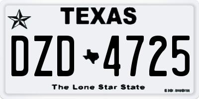 TX license plate DZD4725