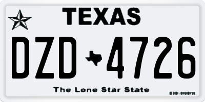 TX license plate DZD4726