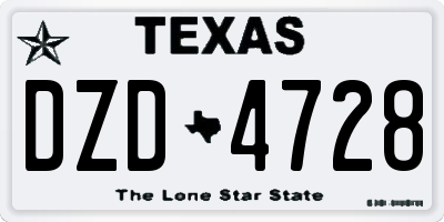 TX license plate DZD4728