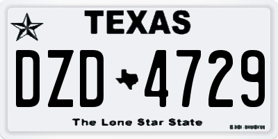 TX license plate DZD4729