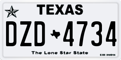 TX license plate DZD4734