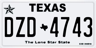 TX license plate DZD4743
