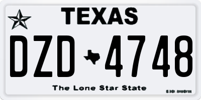 TX license plate DZD4748