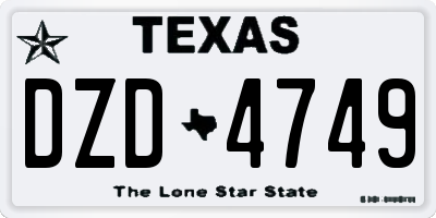 TX license plate DZD4749