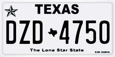 TX license plate DZD4750