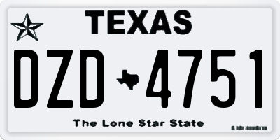 TX license plate DZD4751