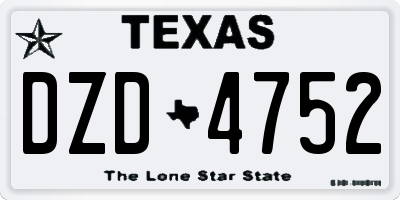 TX license plate DZD4752