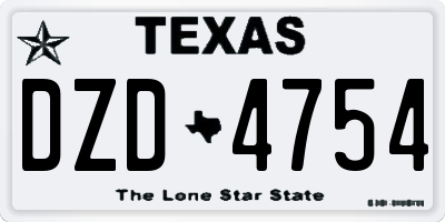TX license plate DZD4754