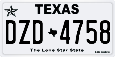 TX license plate DZD4758