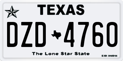 TX license plate DZD4760