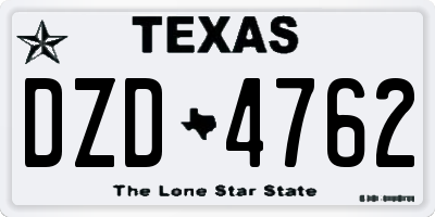 TX license plate DZD4762