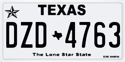 TX license plate DZD4763