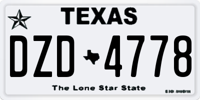 TX license plate DZD4778