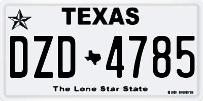 TX license plate DZD4785