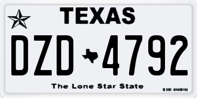 TX license plate DZD4792