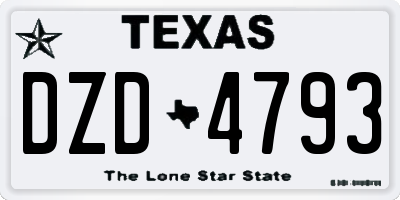 TX license plate DZD4793