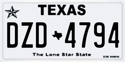 TX license plate DZD4794