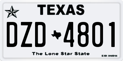 TX license plate DZD4801