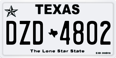 TX license plate DZD4802