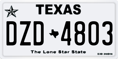 TX license plate DZD4803