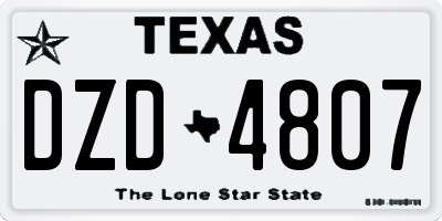 TX license plate DZD4807