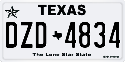 TX license plate DZD4834