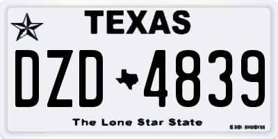 TX license plate DZD4839