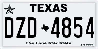 TX license plate DZD4854