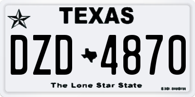 TX license plate DZD4870