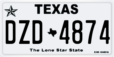 TX license plate DZD4874