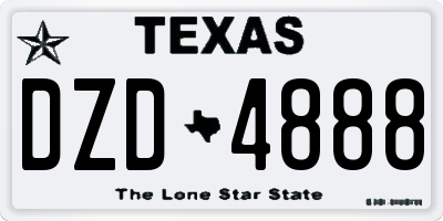 TX license plate DZD4888