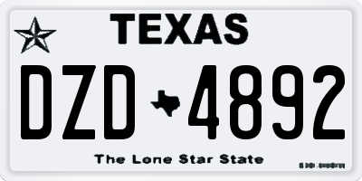 TX license plate DZD4892