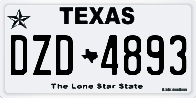 TX license plate DZD4893