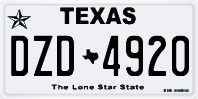 TX license plate DZD4920