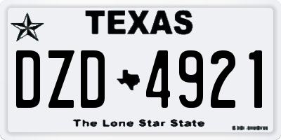 TX license plate DZD4921