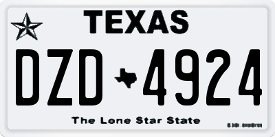 TX license plate DZD4924