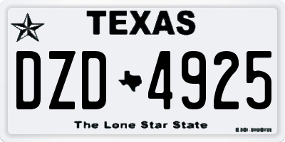 TX license plate DZD4925
