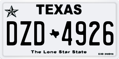 TX license plate DZD4926