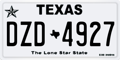 TX license plate DZD4927
