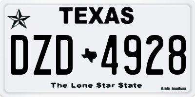 TX license plate DZD4928