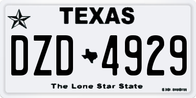 TX license plate DZD4929