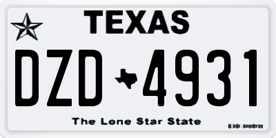 TX license plate DZD4931