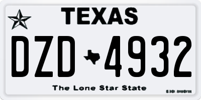 TX license plate DZD4932