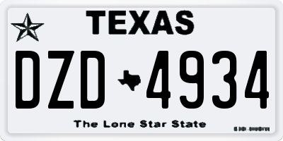 TX license plate DZD4934