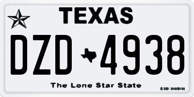 TX license plate DZD4938