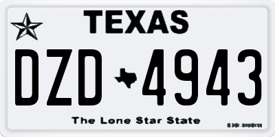 TX license plate DZD4943