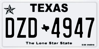 TX license plate DZD4947