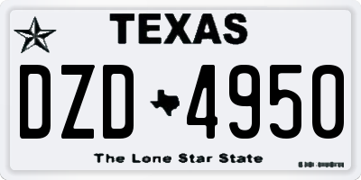 TX license plate DZD4950