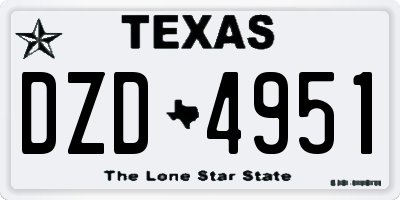 TX license plate DZD4951