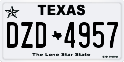 TX license plate DZD4957